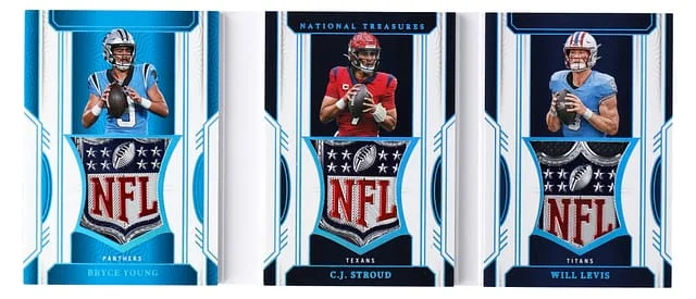 2023 Panini National Treasures Bryce Young/CJ Stroud/Will Levis Triple Booklet #RTB-BCW card image