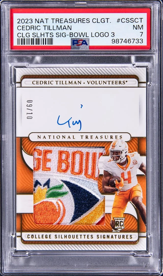 2023 Panini National Treasures Cedric Tillman Collegiate College Silhouettes Signature Bowl Logo 3 #CSS-CT card image