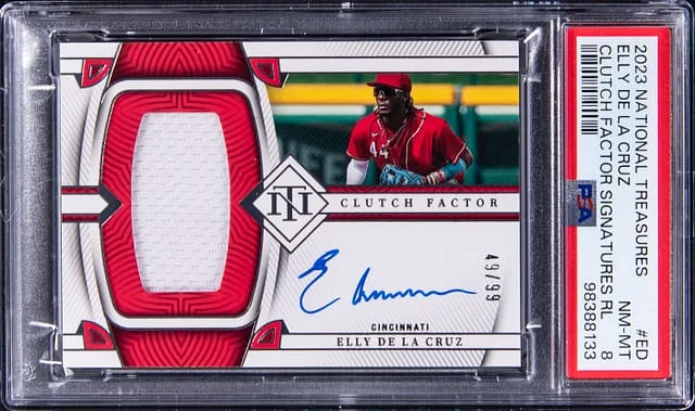 2023 Panini National Treasures Elly De La Cruz Clutch Factor Signatures #ED card image