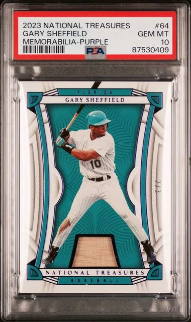 2023 Panini National Treasures Gary Sheffield Game-Used Memorabilia-Purple #64 card image