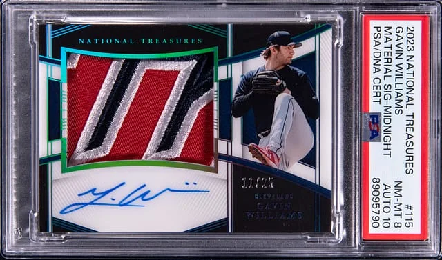 2023 Panini National Treasures Gavin Williams Material Signature Midnight #115 card image