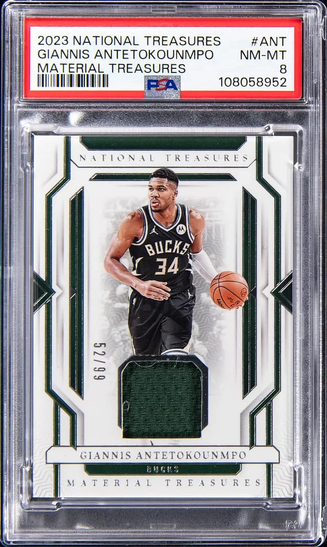 2023 Panini National Treasures Giannis Antetokounmpo Material Treasures #ANT card image