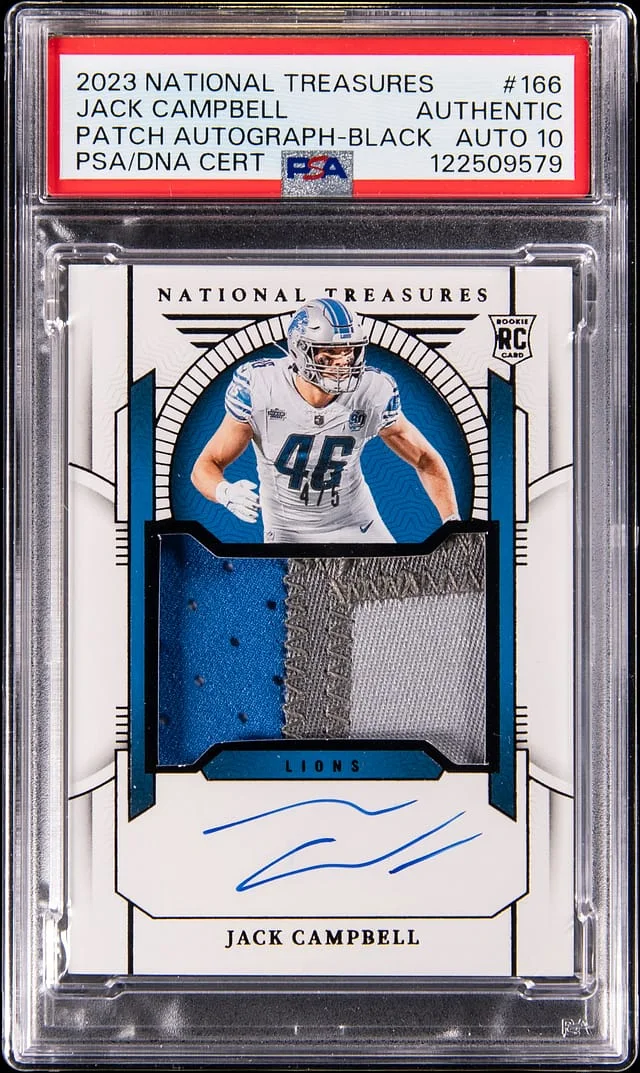 2023 Panini National Treasures Jack Campbell Patch Autograph Black #166 card image