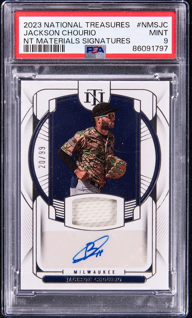 2023 Panini National Treasures Jackson Chourio NT Materials Signatures #NMSJC card image