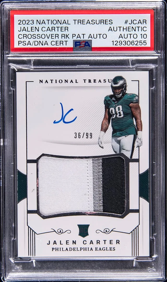 2023 Panini National Treasures Jalen Carter Crossover Patch Autograph (RPA) #CPRA-JCAR card image