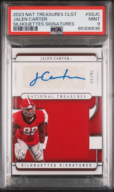 2023 Panini National Treasures Jalen Carter Collegiate Silhouettes Signatures #SSJC card image