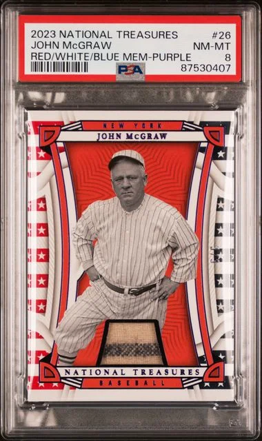 2023 Panini National Treasures John Mcgraw Red, White, and Blue Memorabilia Purple #26 card image