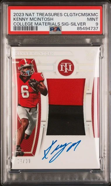 2023 Panini National Treasures Kenny Mcintosh Collegiate College Materials Signatures Silver #CMSKMC card image