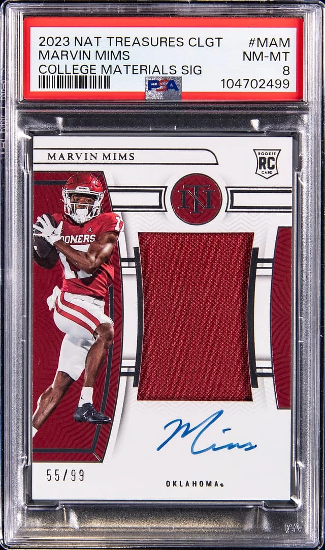 2023 Panini National Treasures Marvin Mims Collegiate Materials Signatures #CMS-MAM card image