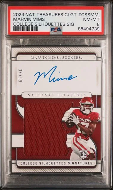 2023 Panini National Treasures Marvin Mims Collegiate College Silhouettes Signatures #CSSMMI card image
