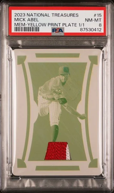2023 Panini National Treasures Mick Abel Memorabilia-Yellow Printing Plate #15 card image