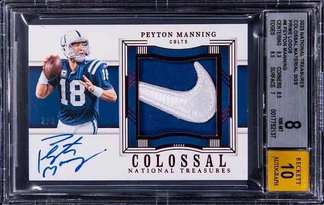 2023 Panini National Treasures Peyton Manning Colossal Material Signatures Prime Logos #COL-PMA card image