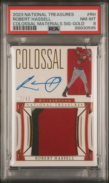 2023 Panini National Treasures Robert Hassell Colossal Material Signatures Gold #RH card image