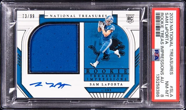 2023 Panini National Treasures Sam LaPorta Treasured Impressions Autographs #TI-SLA card image