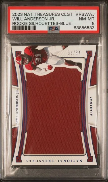 2023 Panini National Treasures Will Anderson Jr. Collegiate Silhouettes Blue #RSWAJ card image