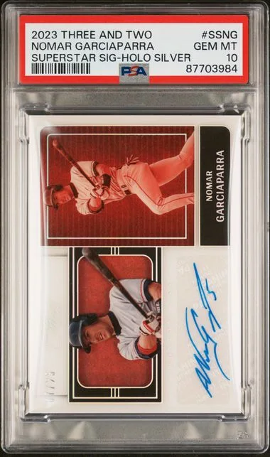 2023 Panini Nomar Garciaparra Three and Two Superstar Signatures Holo Silver #SSNG card image