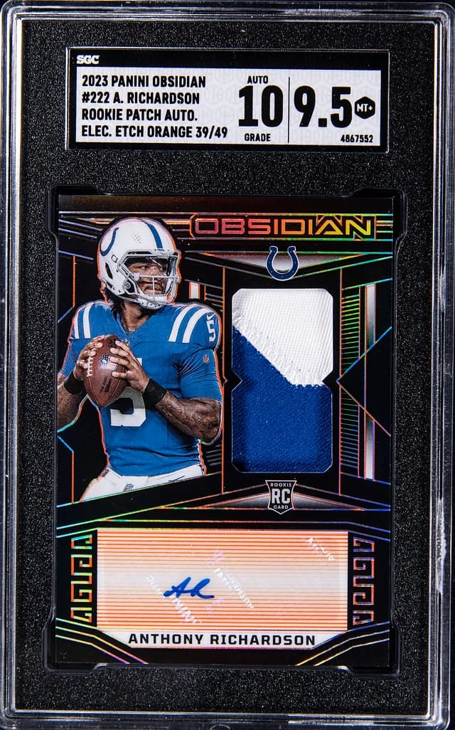 2023 Panini Obsidian Anthony Richardson Electric Etch Orange #222 card image