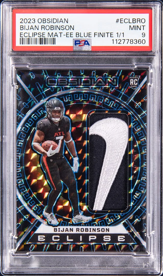 2023 Panini Obsidian Bijan Robinson Eclipse Materials Electric Etch Blue Finite #ECL-BRO card image