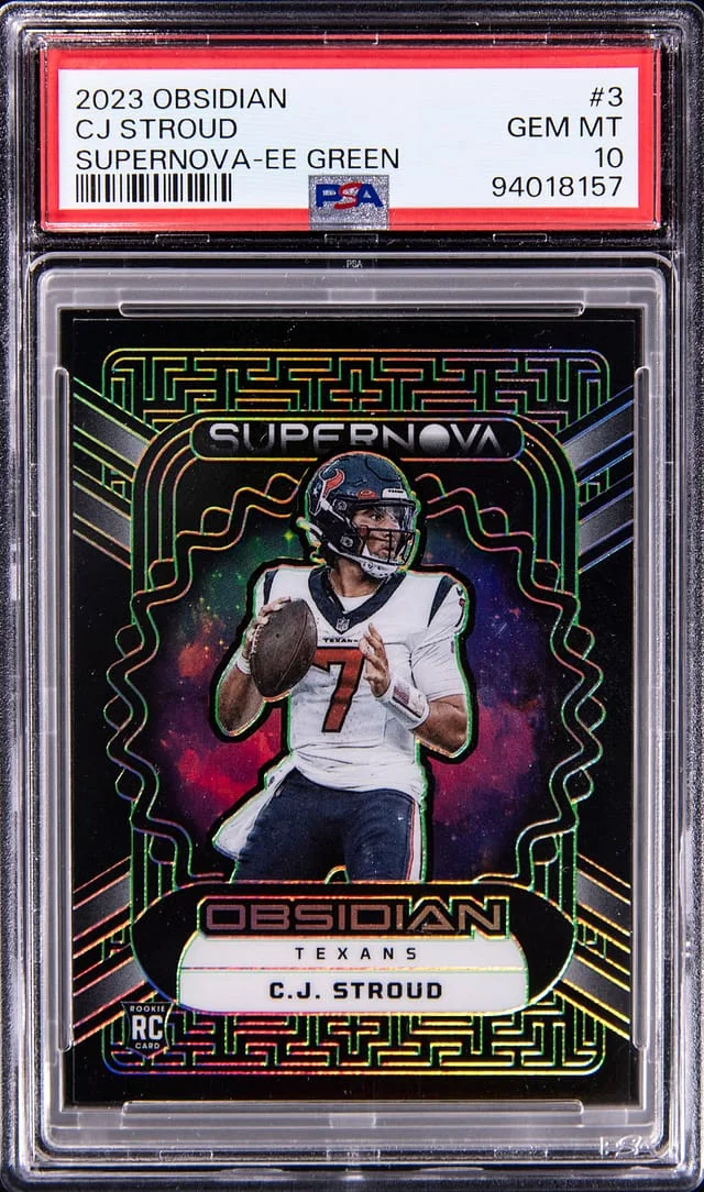 2023 Panini Obsidian C.J. Stroud Supernova Electric Etch Purple #3 card image