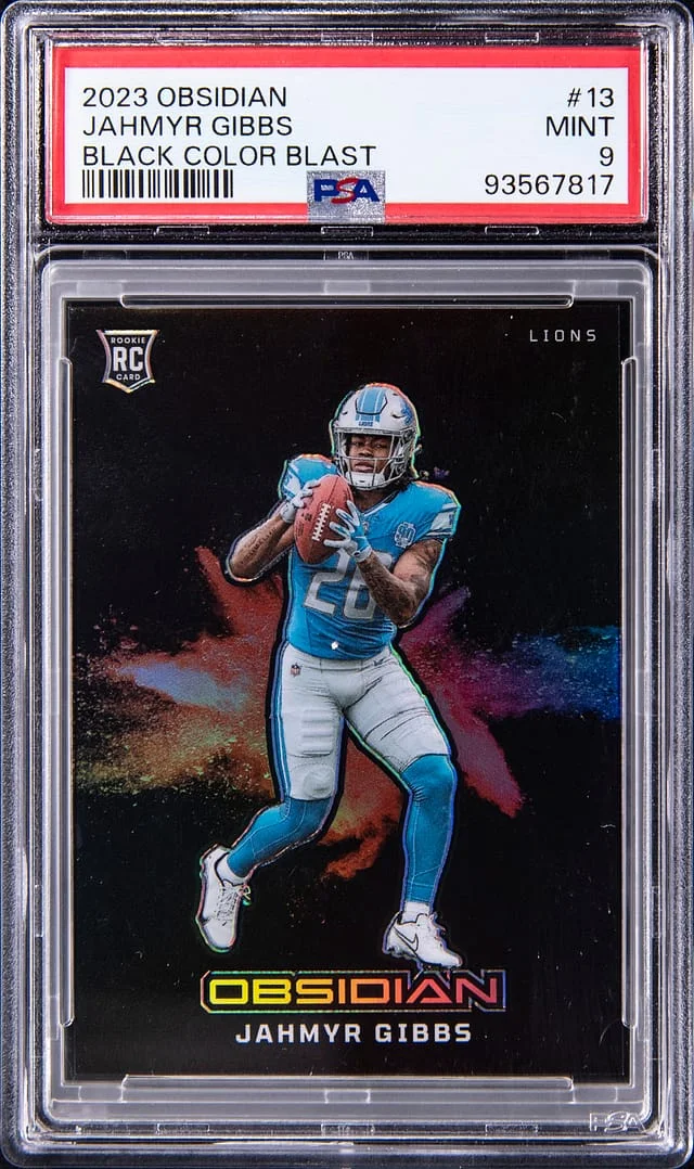 2023 Panini Obsidian Jahmyr Gibbs Black Color Blast #13 card image