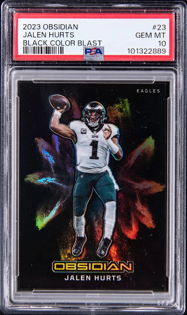 2023 Panini Obsidian Jalen Hurts Black Color Blast #23 card image