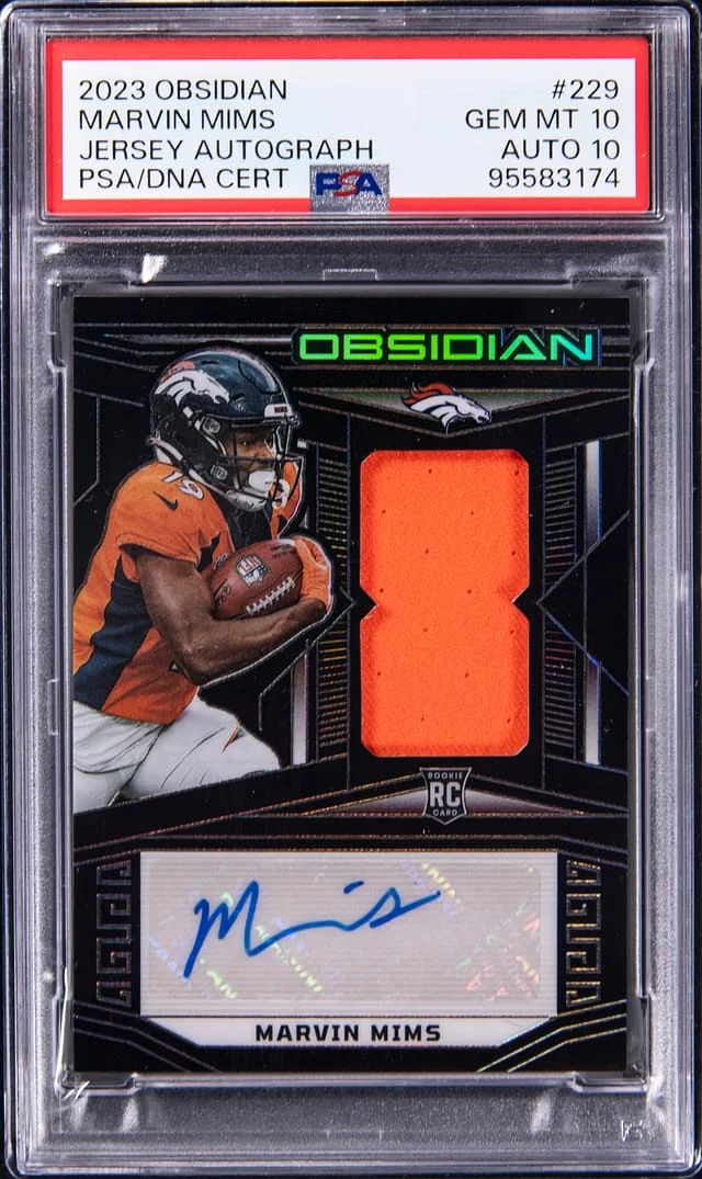 2023 Panini Obsidian Marvin Mims Jersey Autograph #229 card image