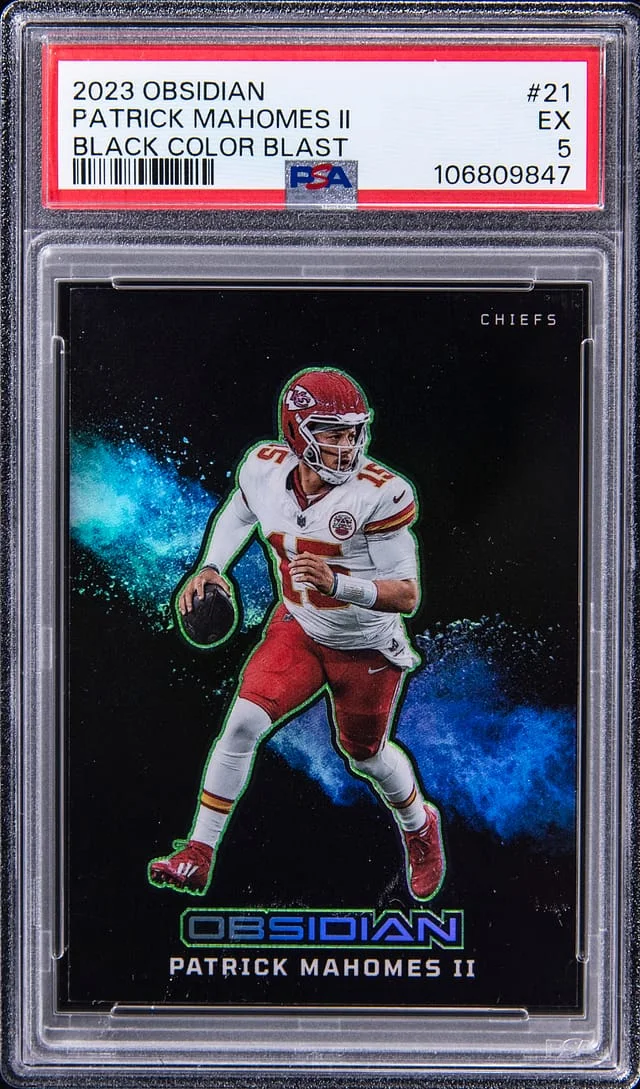 2023 Panini Obsidian Patrick Mahomes II Black Color Blast #21 card image