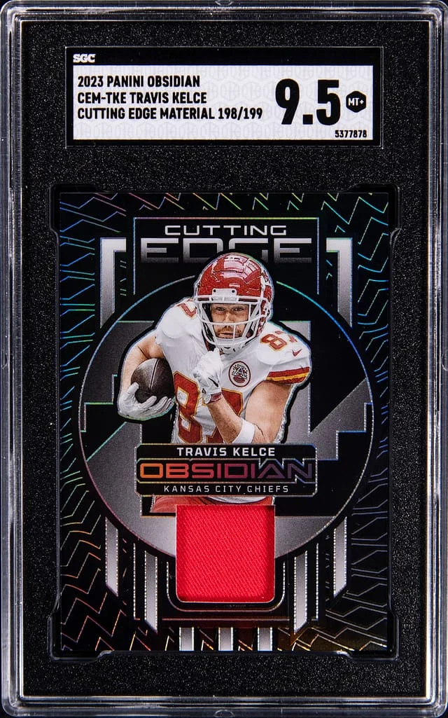 2023 Panini Obsidian Travis Kelce Cutting Edge Material #CEM-TKE card image