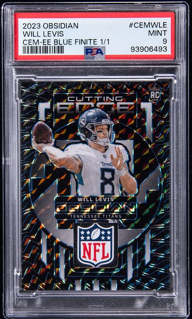 2023 Panini Obsidian Will Levis Cutting Edge Materials Electric Etch Blue Finite #CEM-WLE card image