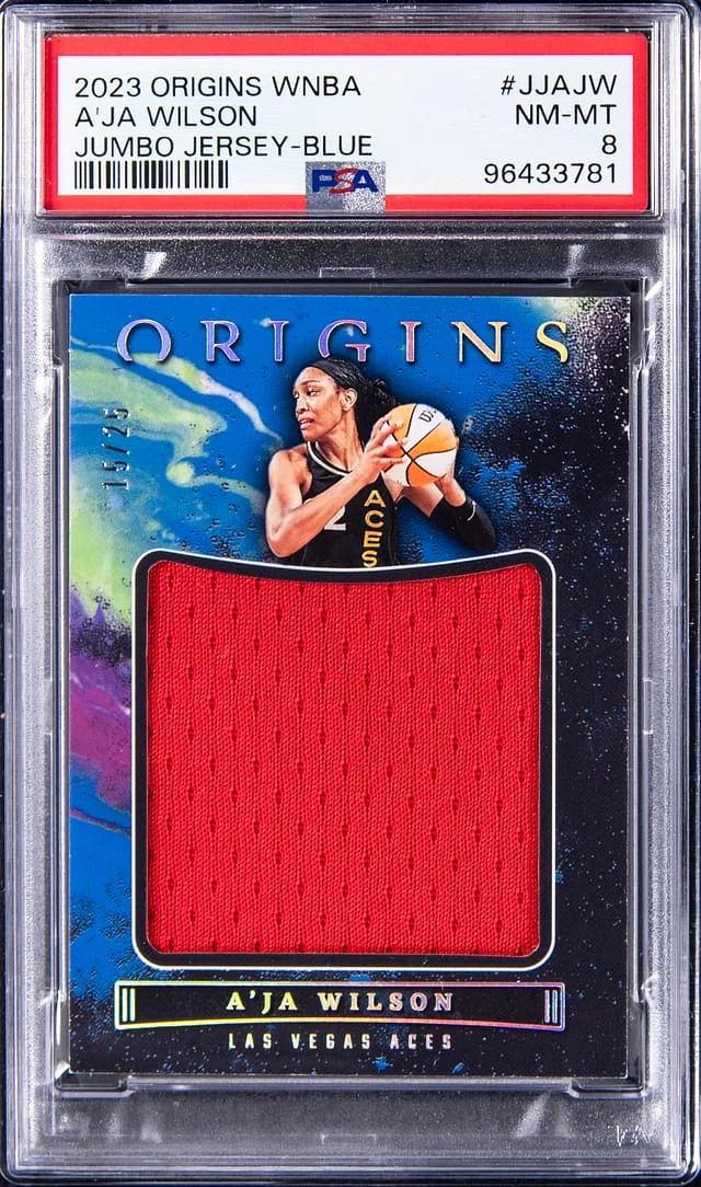 2023 Panini Origins A'Ja Wilson Relic (15/25) WNBA Jumbo Jersey-Blue #JJAJW card image