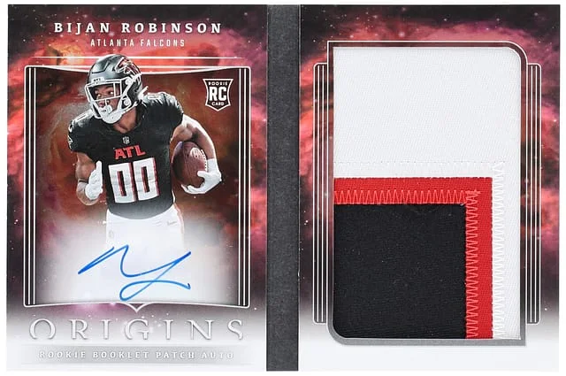 2023 Panini Origins Bijan Robinson Booklet Patch Autograph #BPBRO card image