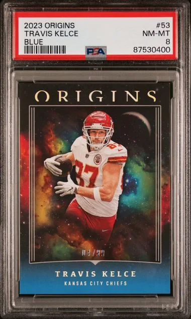 2023 Panini Origins Travis Kelce Blue #53 card image
