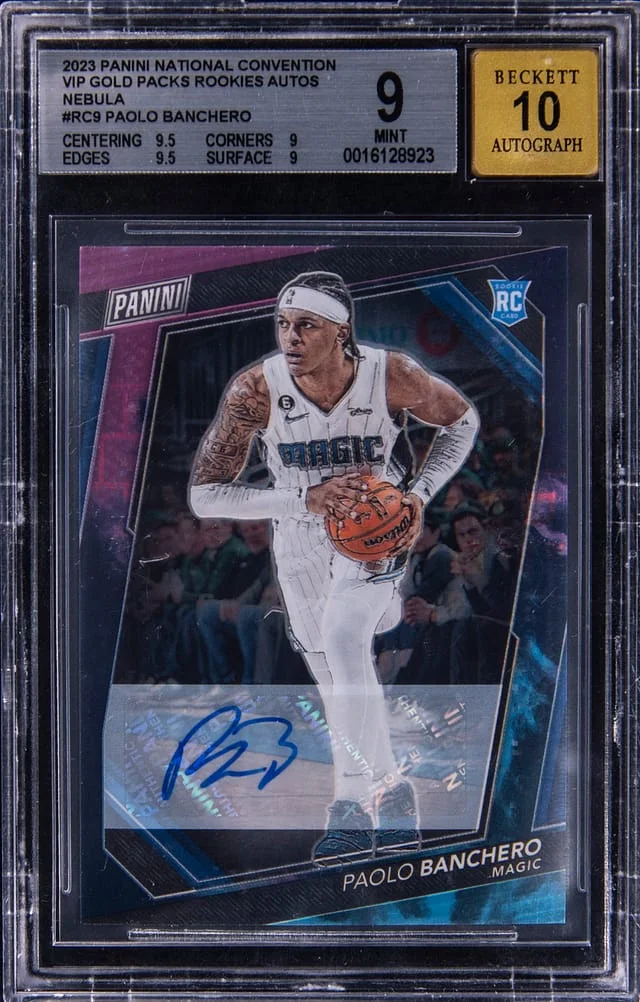 2023 Panini Paolo Banchero National Convention VIP Gold Packs Autographs Nebula Prizm #RC9 card image