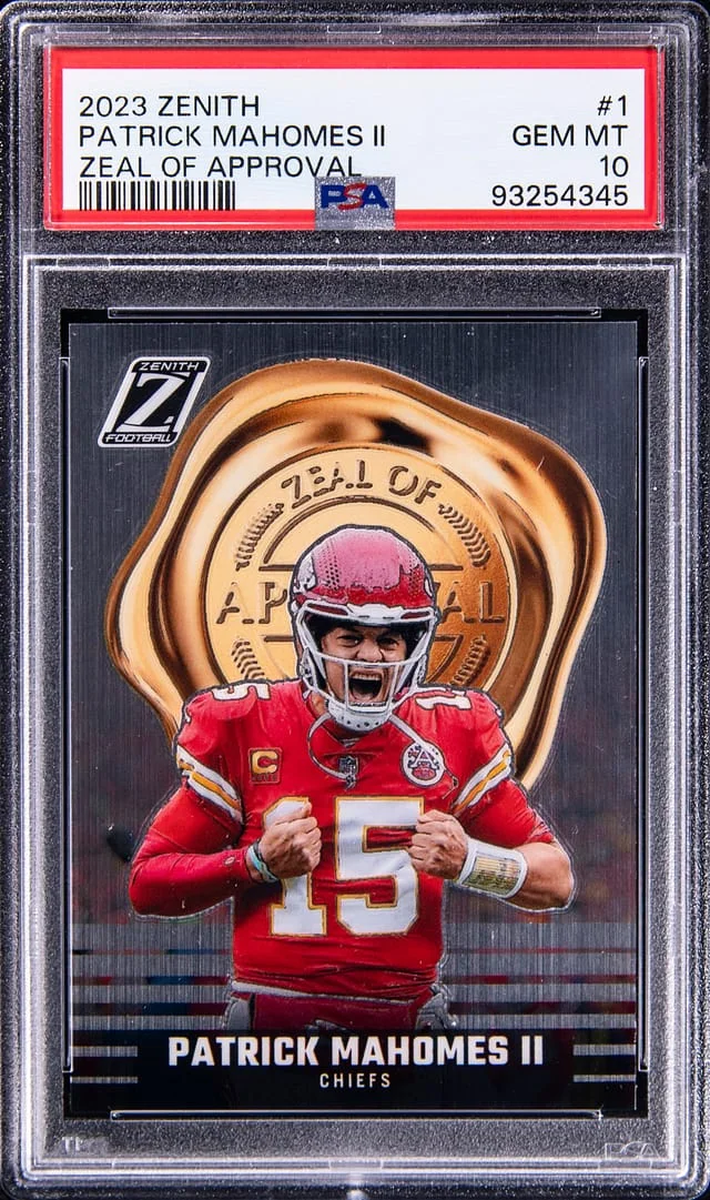 2023 Panini Patrick Mahomes II Clearly Donruss Champions Holo Gold #1 card image