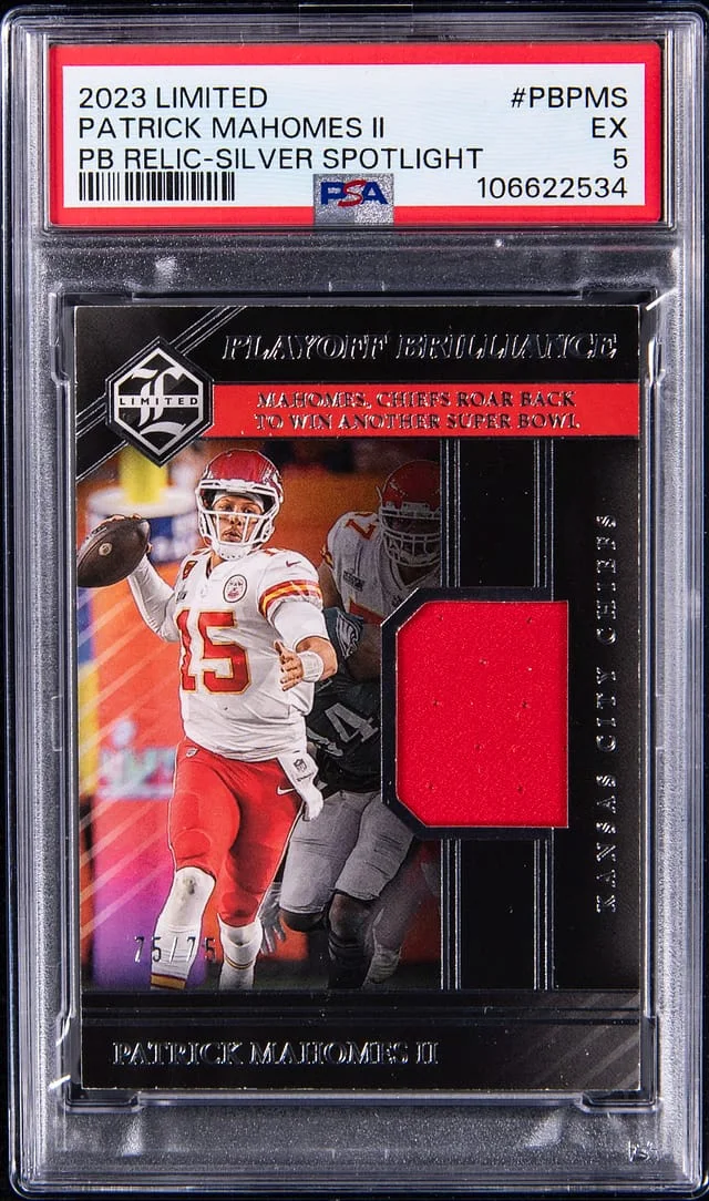2023 Panini Patrick Mahomes II Limited Playoff Brilliance Relic Silver Spotlight #PB-PMS card image