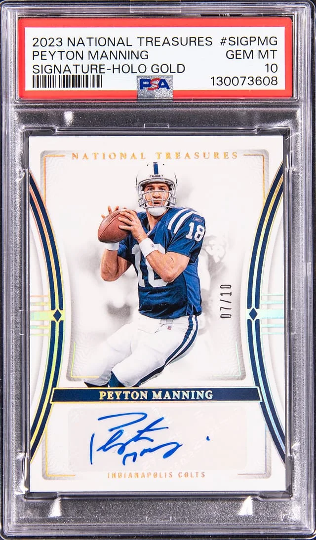 2023 Panini Peyton Manning Natiopnal Treasures Signature Holo Gold #SIG-PMG card image
