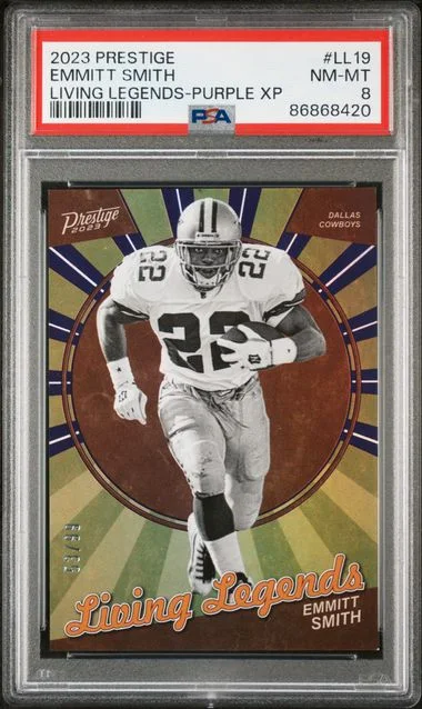2023 Panini Prestige Emmitt Smith Living Legends Purple Xtra Points #LL19 card image