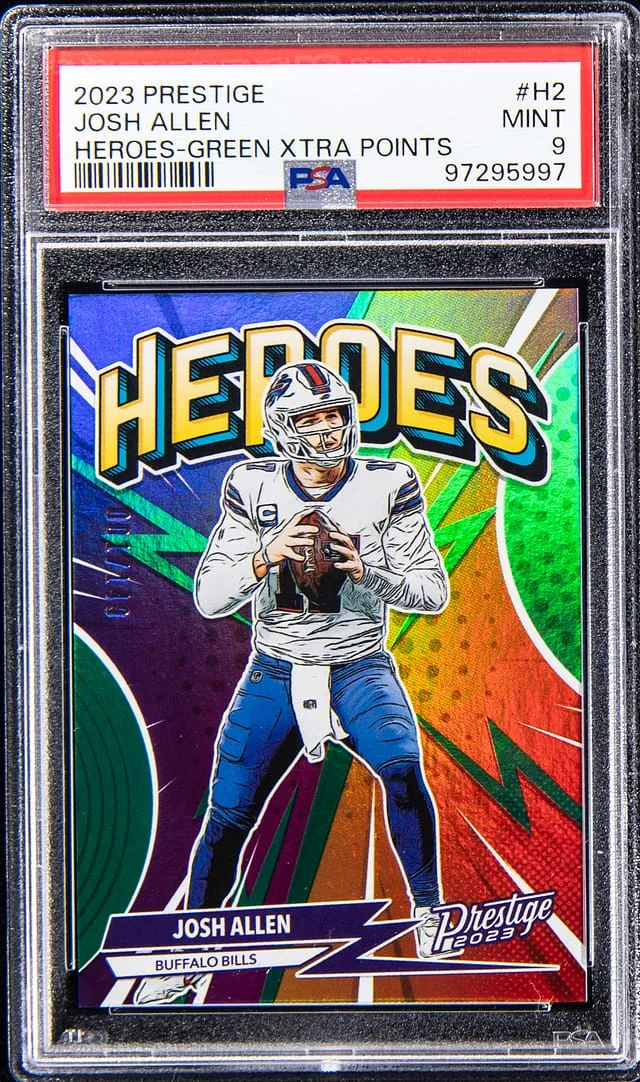 2023 Panini Prestige Josh Allen Heroes Green Xtra Points #H-2 card image