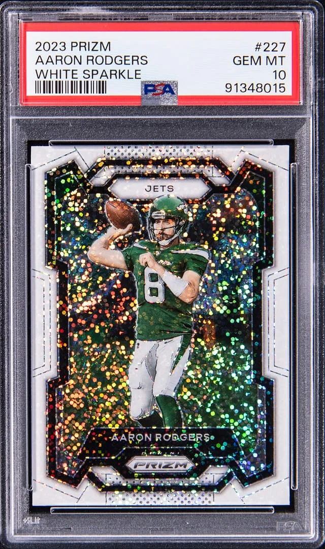 2023 Panini Prizm Aaron Rodgers White Sparkle #227 card image