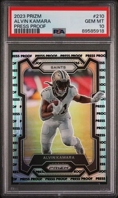 2023 Panini Prizm Alvin Kamara Press Proof #210 card image
