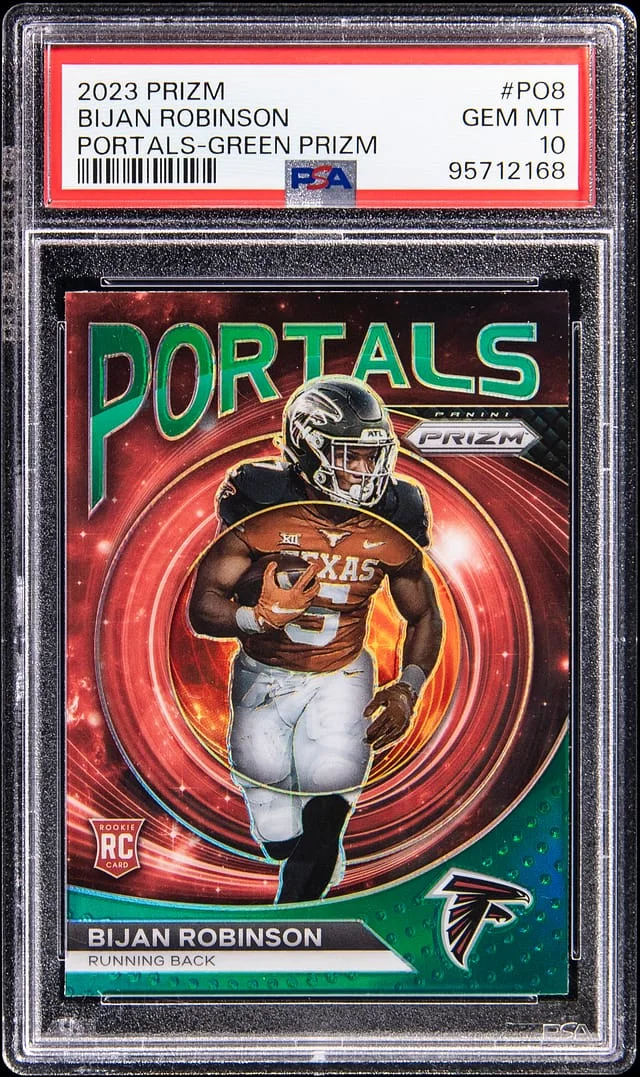 2023 Panini Prizm Bijan Robinson Portals-Green Prizm #PO-8 card image