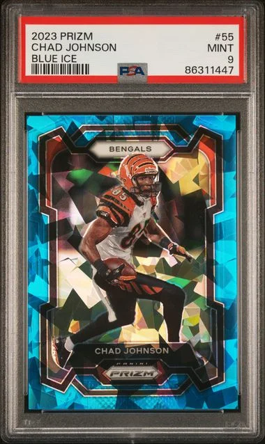 2023 Panini Prizm Chad Johnson Blue Ice #55 card image
