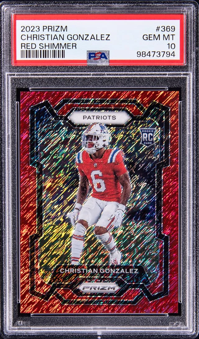 2023 Panini Prizm Christian Gonzalez Red Shimmer #369 card image