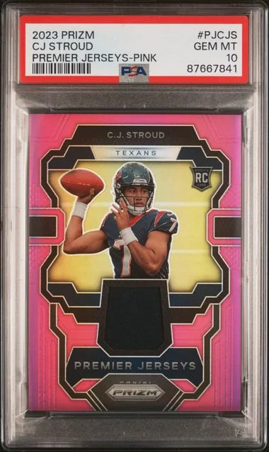 2023 Panini Prizm C.J. Stroud Premier Jerseys Pink #PJCJS card image