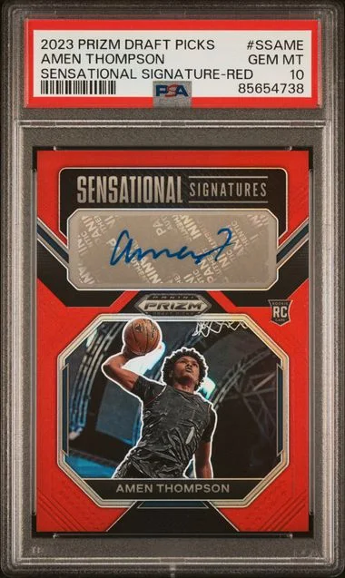 2023 Panini Prizm Draft Picks Amen Thompson Sensational Signature Red #SS-AME card image