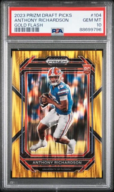 2023 Panini Prizm Draft Picks Anthony Richardson Gold Flash #104 card image