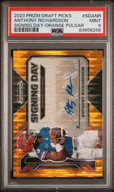 2023 Panini Prizm Draft Picks Anthony Richardson Signing Day Orange Pulsar #SDANR card image