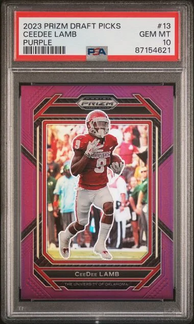 2023 Panini Prizm Draft Picks Ceedee Lamb Purple #13 card image