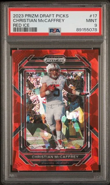 2023 Panini Prizm Draft Picks Christian McCaffrey Red Ice #17 card image