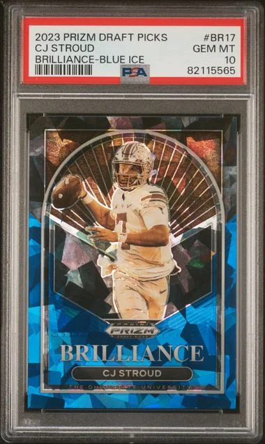 2023 Panini Prizm Draft Picks Cj Stroud Brilliance Blue Ice #BR17 card image